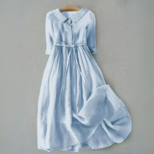 Women's Casual Dress with Short Sleeves and A-Line Design
