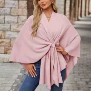 Women's Draped Poncho with Versatile Style and Lightweight Fabric