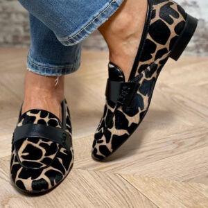 Women's Cow Print Loafers with Comfortable Fit and Versatile Design