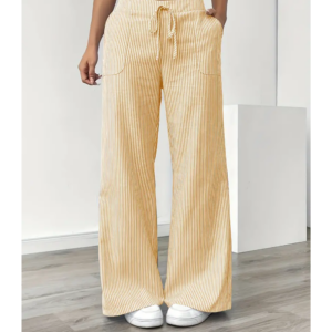 Women's Striped Trousers with Pockets and Relaxed Fit