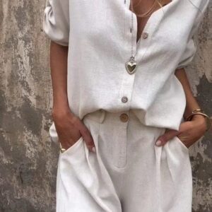 Women's Summer Shorts and Top Set with Breathable Fabric and Relaxed Fit