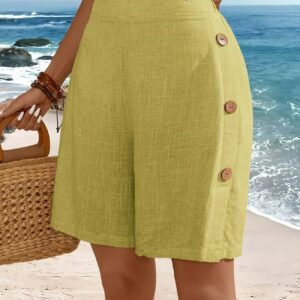 Women's Button-Up Shorts with Relaxed Fit and Adjustable Waist