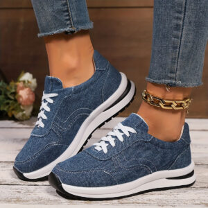 Women's Sneakers with Denim Fabric and Supportive Design