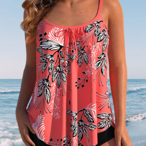 Women's Swimwear Set with Printed Design and Adjustable Straps