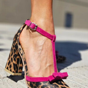 Women's Sandals with Leopard Print and Colorful Accents