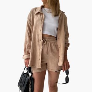 Women's Casual Two-Piece Set with Lightweight Fabric and Relaxed Fit