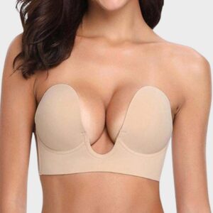 Women's Push-Up Plunge Bra with Adjustable Straps and Underwire Support