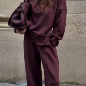 Women's Knit Co-ord Set with Short Sleeves and Relaxed Fit