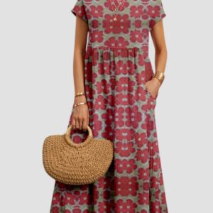 Women's Vintage Maxi Dress with Flowy Design and Sleeveless Style