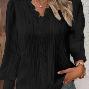 Women's Blouse with Chiffon and Lace Accents