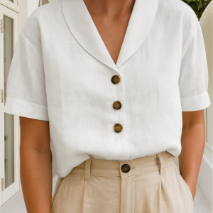 Women's Blouse with Short Sleeves and Lightweight Fabric