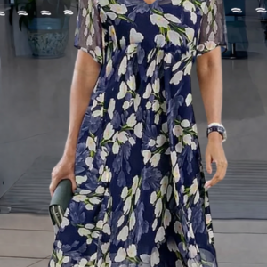 Women's Double Tunic Dress with Floral Print and Versatile Style