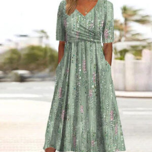 Effortlessly Elegant Sleeveless All-Season A-Line Dress With Exquisite Floral Pattern