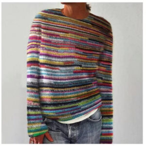 Women's Casual Knit Sweater with Patterned Design and Soft Texture