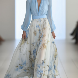 Chic Elegant Women's Vibrant Floral Maxi Dress With Dazzling Print And Comfort