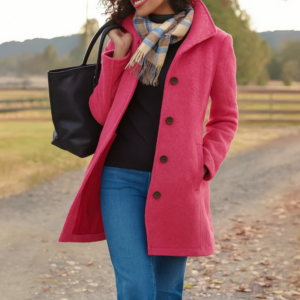 Women's Classic Button-Up Coat with Tailored Fit and Versatile Style