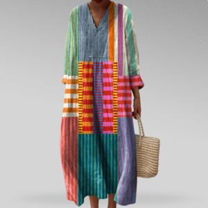 Women's Geometric Print Dress with A-Line Cut and Sleeveless Design