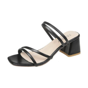 Women's Sandals with Block Heel and Adjustable Strap