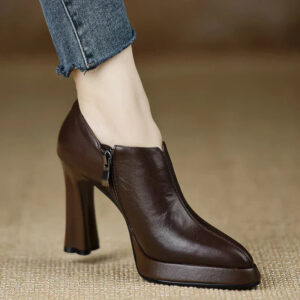 Women's High Heel Pumps with Platform Block Heel and Side Closure