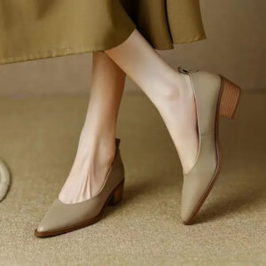 Women's Slip-On Block Heel Pumps with Pointed Toe and Versatile Design