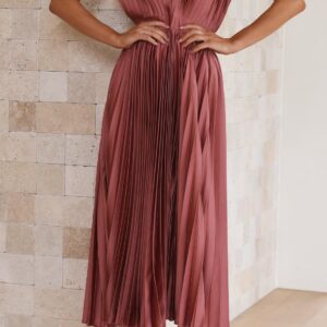 Luxuriously Unforgettable Glamorous Pleated Silk Charmeuse Floor Length Details Dress