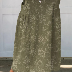 Women's Floral Pocket Skirt with Elastic Waistband and Versatile Style
