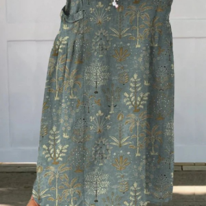 Women's Printed Skirt with Elastic Waistband and Pockets