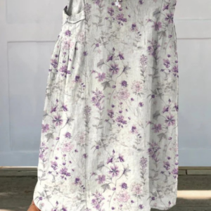 Women's Floral Print Skirt with Elastic Waistband and Pockets