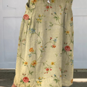 Women's Floral Art Skirt with Elastic Waistband and Pockets