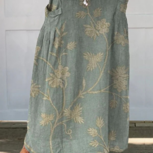 Women's Floral Print Skirt with Elastic Waistband and Pockets