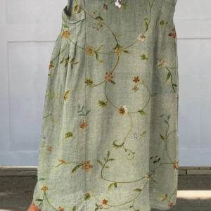 Women's Floral Print Skirt with Elastic Waistband and Pockets
