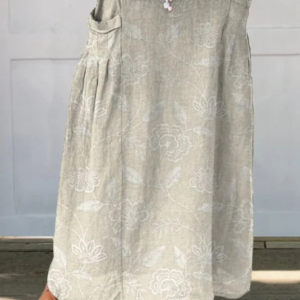 Women's Floral Print Skirt with Elastic Waistband and Pockets