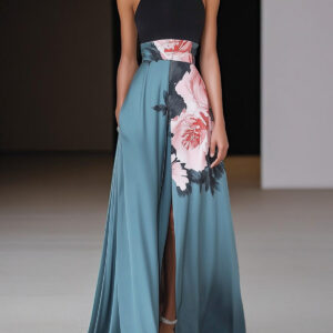 Elegant Black Floral Print Sleeveless A Line Maxi Dress