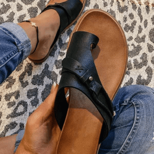 Women's Flat Toe Ring Sandals with Slip-On Design and Boho Style