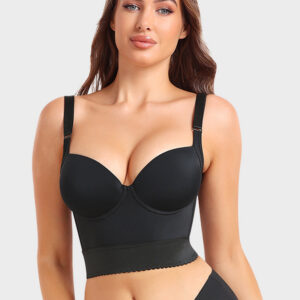 Women's Longline Push-Up Bra with Built-In Shapewear and Adjustable Straps