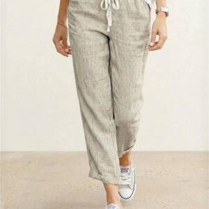 Women's Drawstring Straight-Leg Trousers with Adjustable Waist and Versatile Fit