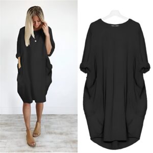 Women's Pocket Dress with Versatile Style and Functional Design