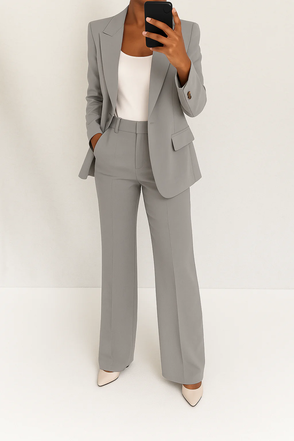 Effortless Tailored Silhouette Crepe Two Piece Suit For All Day Polished Comfort - Image 2