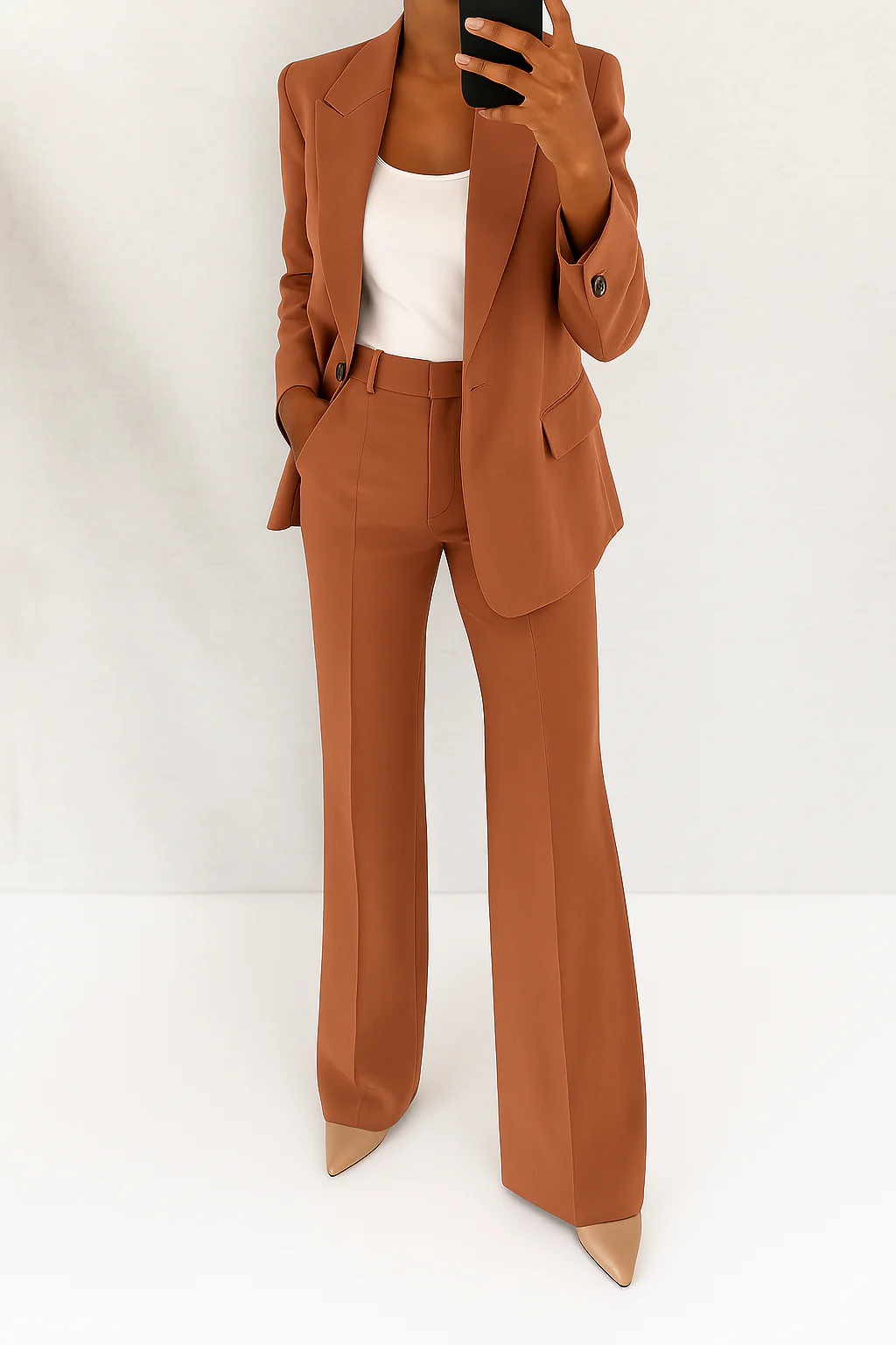 Effortless Tailored Silhouette Crepe Two Piece Suit For All Day Polished Comfort - Image 4