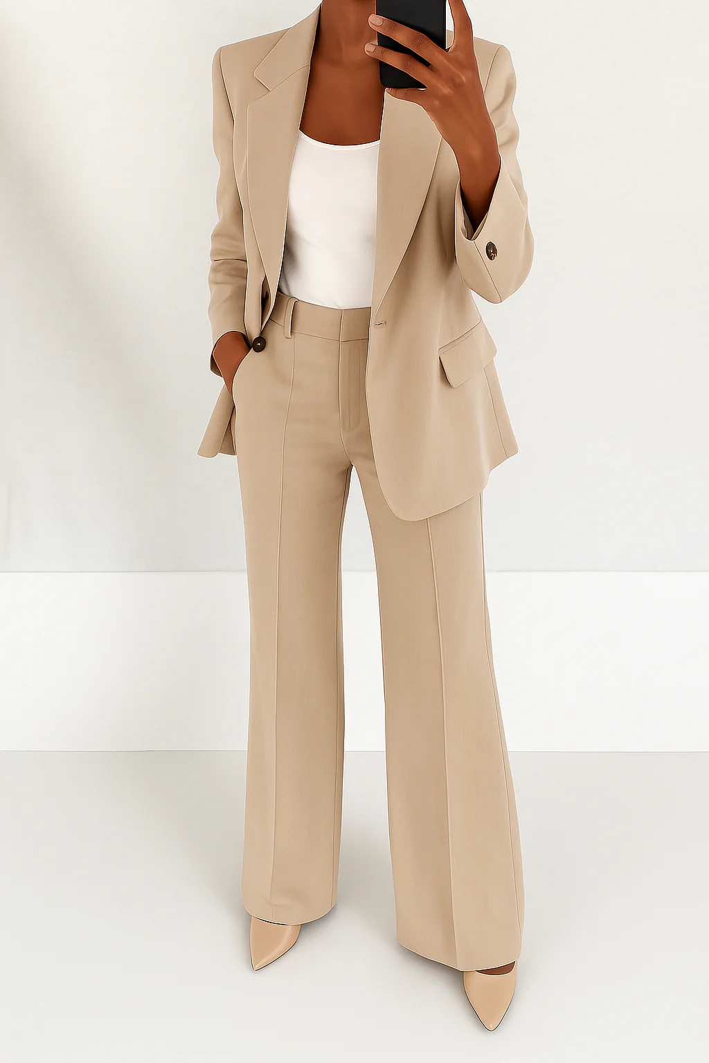 Effortless Tailored Silhouette Crepe Two Piece Suit For All Day Polished Comfort - Image 3