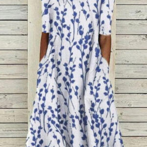 Women's Half Sleeve Dress with Crew Neck and Versatile Style