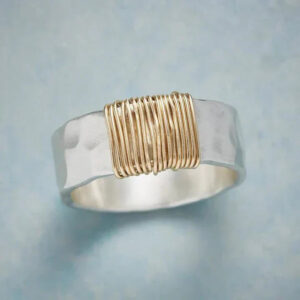Women's Vintage Ring with Gold Thread and Unique Design