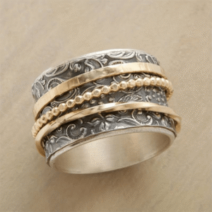 Women's Antique Ring with Gold and Silver Design