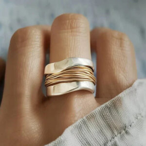 Women's DualTone Ring with Unique Design and Versatile Style